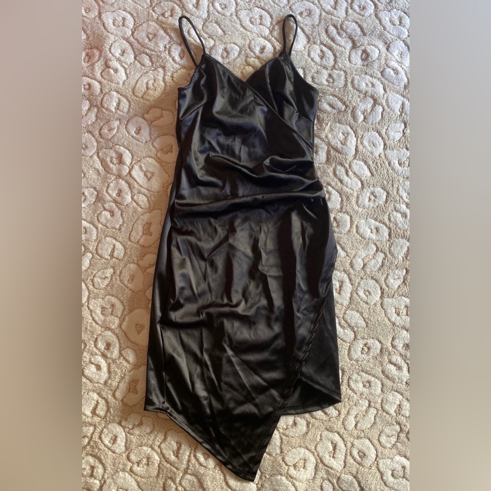 Black Satin Sheath Dress